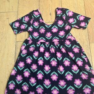 Floral Kids Dress in Black and Pink